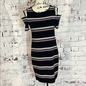 White House Black Market - Black and White Cold Shoulder Dress